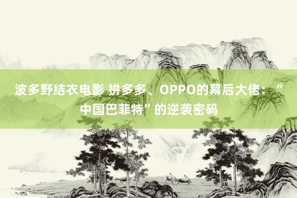 波多野结衣电影 拼多多、OPPO的幕后大佬：“中国巴菲特”的逆袭密码