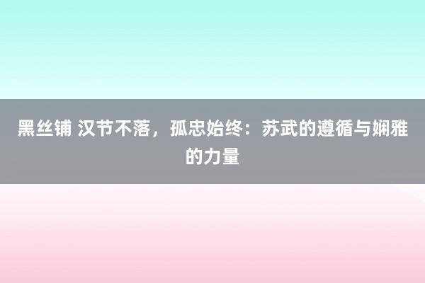 黑丝铺 汉节不落，孤忠始终：苏武的遵循与娴雅的力量