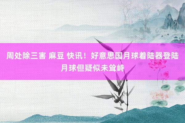 周处除三害 麻豆 快讯！好意思国月球着陆器登陆月球但疑似未耸峙