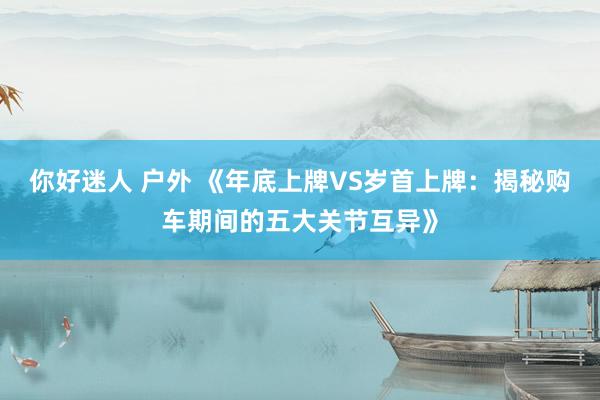 你好迷人 户外 《年底上牌VS岁首上牌：揭秘购车期间的五大关节互异》