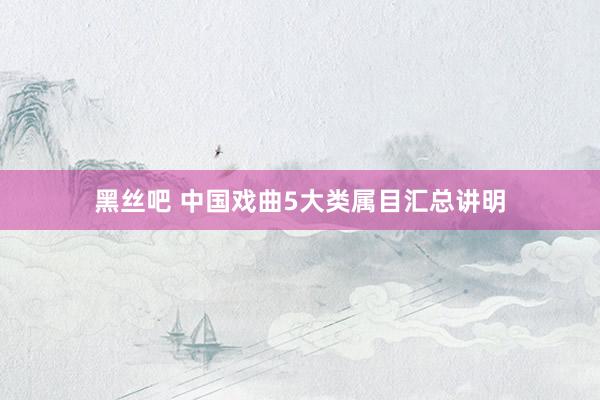 黑丝吧 中国戏曲5大类属目汇总讲明