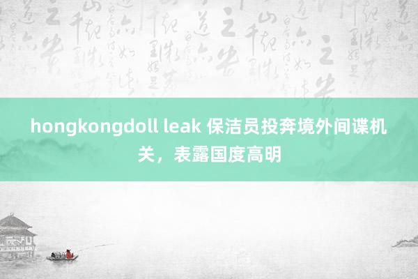 hongkongdoll leak 保洁员投奔境外间谍机关，表露国度高明